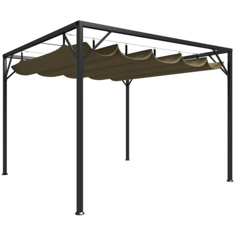 vidaXL Gartenpavillon mit einziehbarem Dach 3x3m Taupe 180 g/m²
