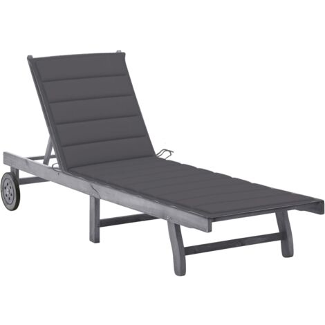 vidaXL Garden Sun Lounger with Cushion Grey Solid Acacia Wood