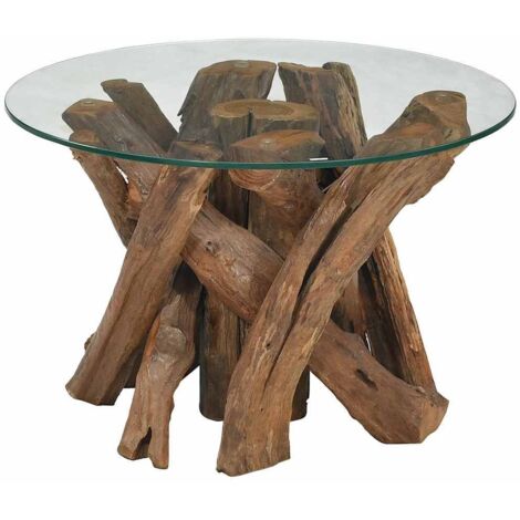 Couchtisch Massivholz Teak Treibholz 60 cm vidaXL
