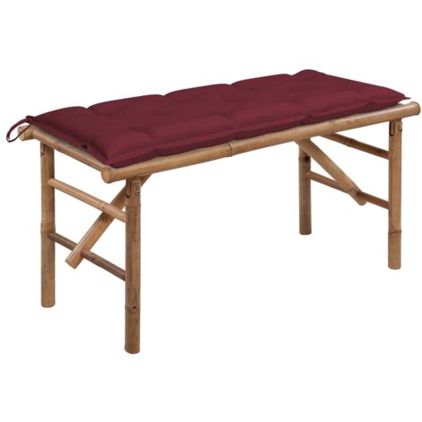 vidaXL Folding Garden Bench with Cushion 118 cm Bamboo (41503+314953) (1/5)