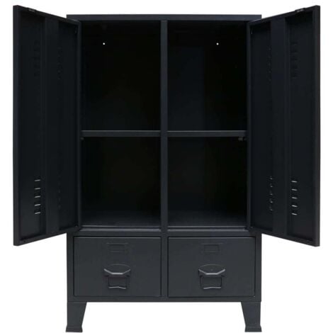vidaXL Kleiderschrank Metall Industrie-Stil 67 x 35 x 107 cm Schwarz