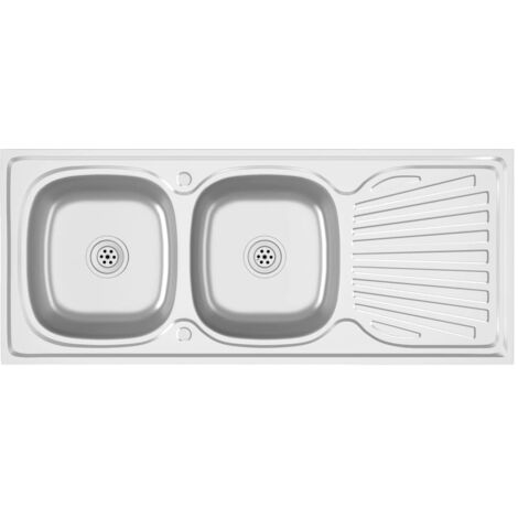 vidaXL Doppelspüle Silbern 1200x600x155 mm Edelstahl