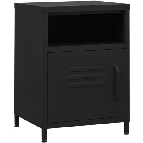 vidaXL Nachttische 2 Stk. Schwarz 35x35x51 cm Stahl