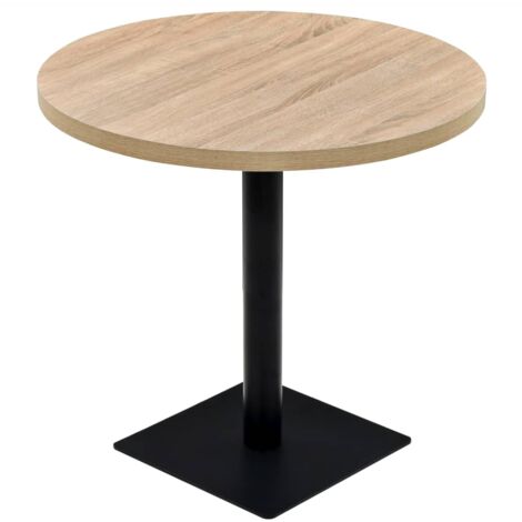 vidaXL Bistrotisch MDF und Stahl Rund 80 x 75 cm Eichenoptik