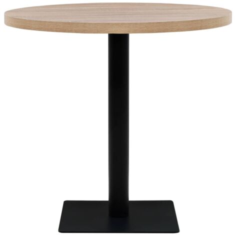 vidaXL Bistrotisch MDF und Stahl Rund 80 x 75 cm Eichenoptik