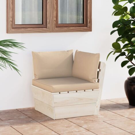 vidaXL Garden Pallet Corner Sofa with Cushions Impregnated Spruce Wood (315634+315067)