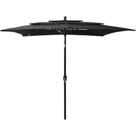 vidaXL 3-Tier Garden Parasol with Aluminium Pole Black 2,5x2,5 m