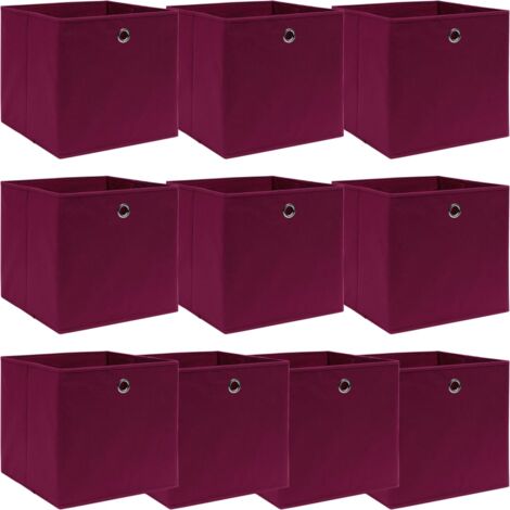 vidaXL Storage Boxes 10 pcs Dark Red 32x32x32 cm Fabric