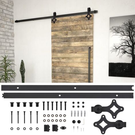 vidaXL Sliding Door "SKIEN" Hardware Kit 200 cm Steel Black