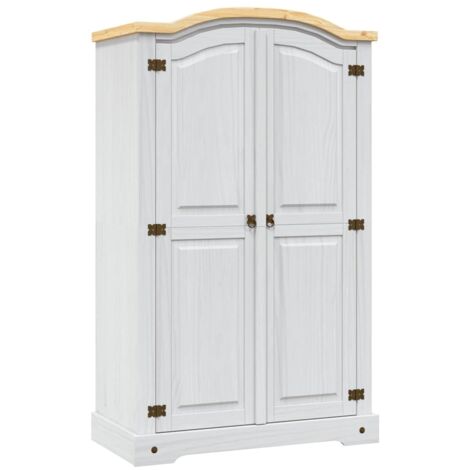 vidaXL Kleiderschrank Mexiko-Stil Kiefernholz 2 Türen Weiß