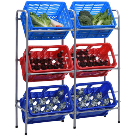 vidaXL Storage Shelf for 6 Crates Silver 96x33x116 cm Steel