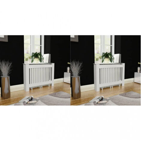 vidaXL Heizkörperabdeckung 2 Stk. Weiß MDF 112 cm