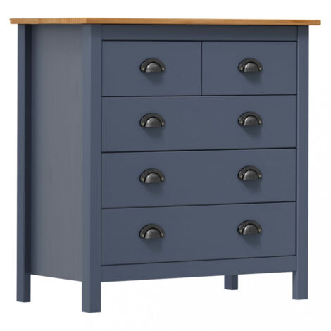 Sideboard Hill Grau 79x40x80 cm Massivholz Kiefer vidaXL
