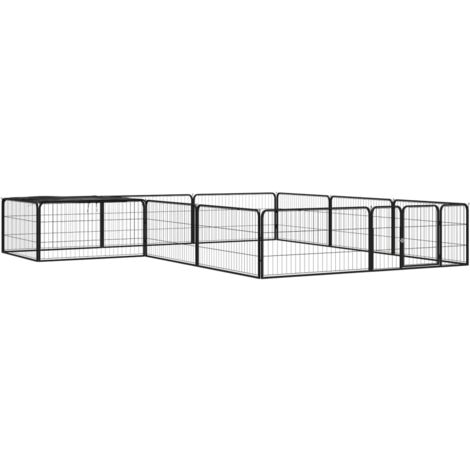 vidaXL 12-Panel Dog Playpen Black 100x50 cm Powder-coated Steel