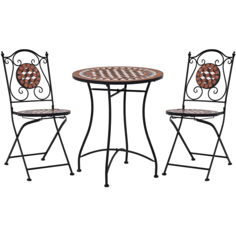 Bistro-Möbel 3 pcs Mosaik Keramikteller Terracotta