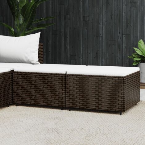 vidaXL Garden Footrests with Cushions 2 pcs Brown Poly Rattan