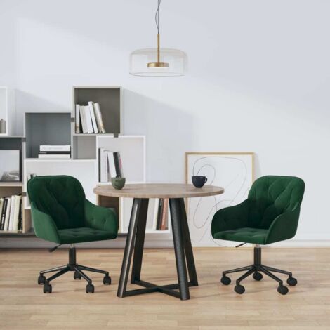 vidaXL Swivel Dining Chairs 2 pcs Dark Green Velvet (1/5)