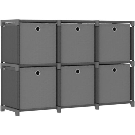 vidaXL 6-Cube Display Shelf with Boxes Grey 103x30x72,5 cm Fabric