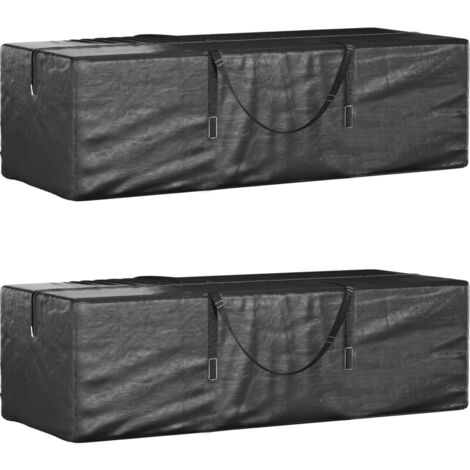 vidaXL Garden Cushion Storage Bags 2 pcs Black 135x40x55 cm Polyethylene