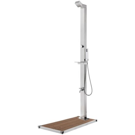 Gartendusche mit Brauner Bodenplatte 225 cm Edelstahl vidaXL