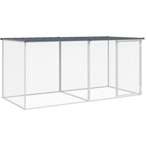 Hühnerkäfig mit Dach Anthrazit 203x98x90 cm Verzinkter Stahl vidaXL