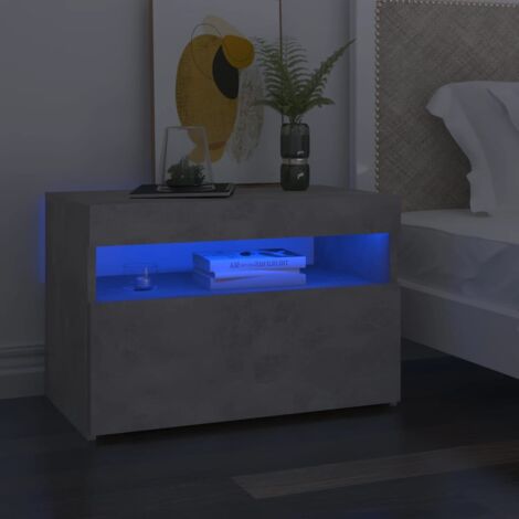 Nachttisch mit LED-Leuchten Betongrau 60x35x40 cm vidaXL