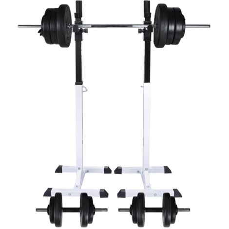 vidaXL Kniebeugen-/Langhantelständer mit Hantel-Set 60,5 kg