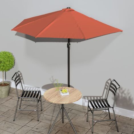 vidaXL Balcony Parasol with Aluminium Pole Terracotta 270x144x222 cm Half (1/5)