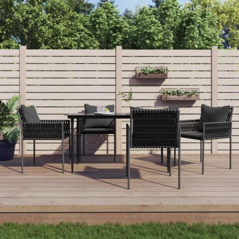 vidaXL Garden Chairs with Cushions 4 pcs Black 54x61x83 cm Poly Rattan