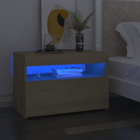 vidaXL Bedside Cabinet & LED Lights 2 pcs Sonoma Oak 60x35x40 cm (804416)