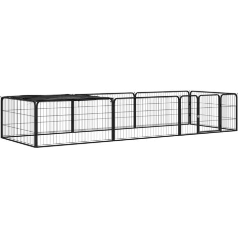 vidaXL 8-tlg. Hundelaufstall Schwarz 100x50 cm Stahl Pulverbeschichtet