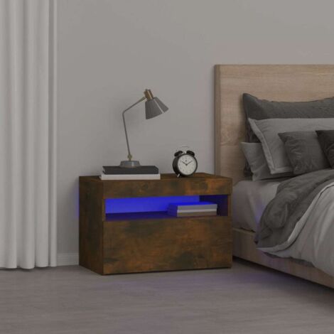 vidaXL Nachttisch mit LED-Lichtern Rauchescheine 60x35x40 cm
