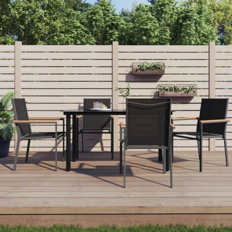 vidaXL Garden Chairs 4 pcs Black 55x61,5x90 cm Textilene and Steel