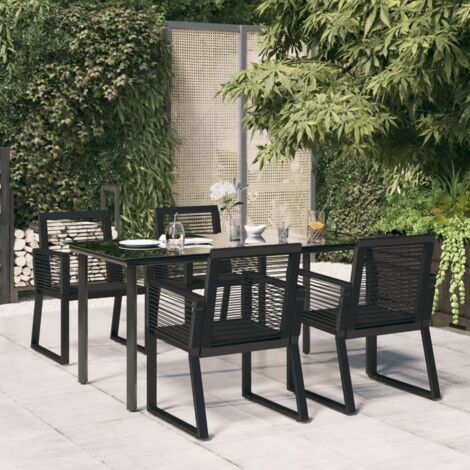Maison Exclusive 5-tlg. Garten-Essgruppe Schwarz PVC Rattan (1/5)