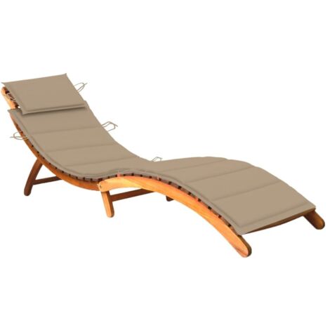 vidaXL Garden Sun Lounger with Cushion Solid Acacia Wood