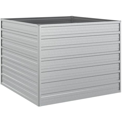 vidaXL Garden Raised Bed 100x100x77 cm Galvanized Steel Silver