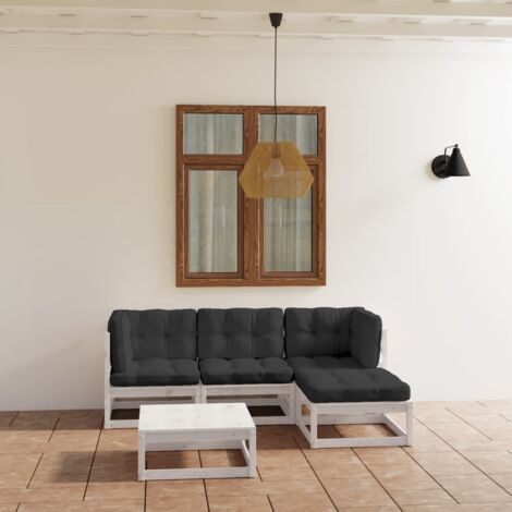 vidaXL 5 Piece Garden Lounge Set with Cushions Solid Wood Pine (805731+805766)