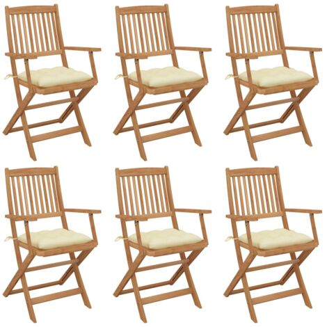 Klappbare Gartenstühle 6 Stk. mit Kissen Massivholz Akazie vidaXL (1/5)