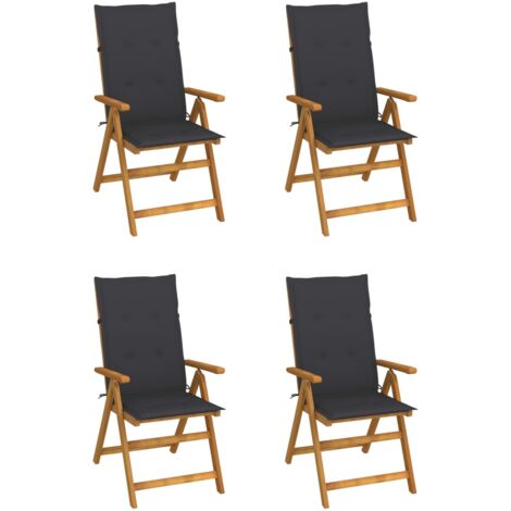vidaXL Gartenliegestühle 4er Set mit Kissen Akazienholz