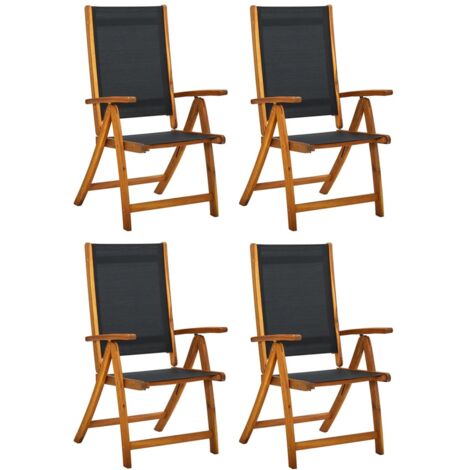 vidaXL Folding Chairs 4 pcs Solid Wood Acacia and Textilene