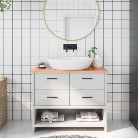 vidaXL Bathroom Countertop Light Brown 100x30x2 cm Treated Solid Wood (1/5)
