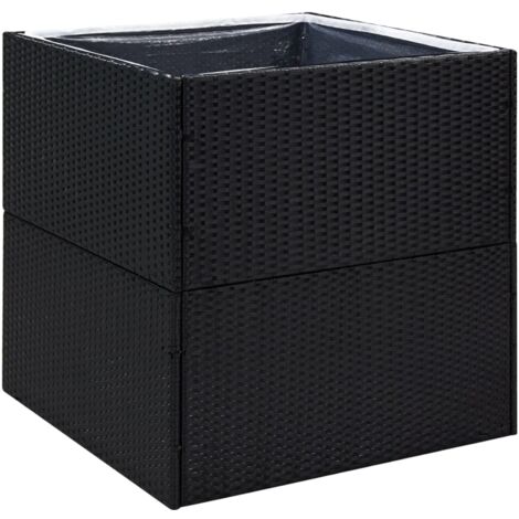 vidaXL Garden Planter Black 80x80x80 cm Poly Rattan