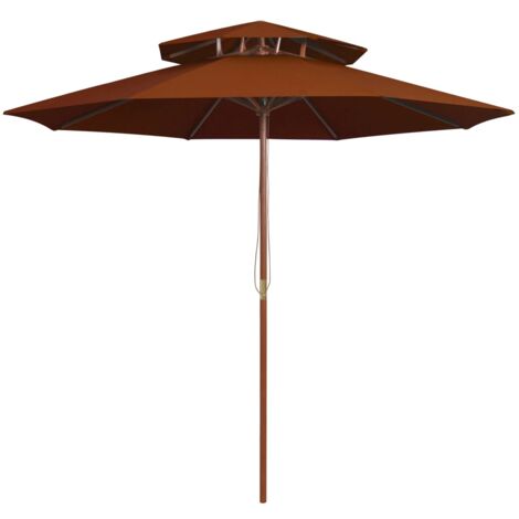 Sonnenschirm mit Doppeldach und Holz-Mast Terrakotta 270 cm vidaXL (1/5)