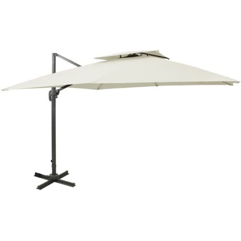 Ampelschirm mit Doppeldach 300 x 300 cm Sand vidaXL