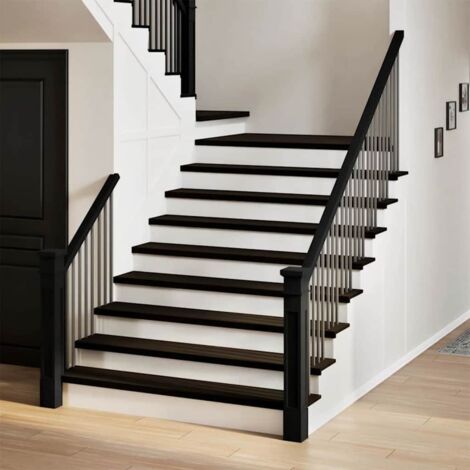 vidaXL Stair Treads 2 pcs Brown Black 120x30x2 cm Solid Wood Oak