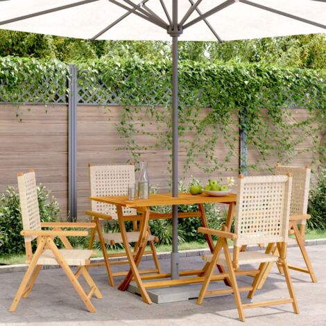 Gartenstuhl Verstellbar 4 Stk. Beige Poly Rattan Massivholz vidaXL