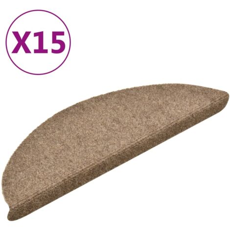 Stufenmatten Selbstklebend 15 Stk. 56x17x3 cm Beige Halbrund vidaXL