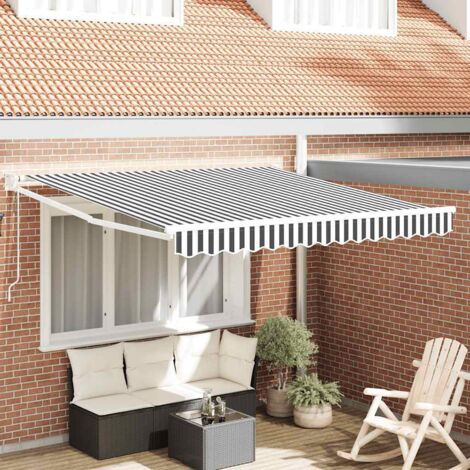 Markise Einziehbar Anthrazit und Weiß 3x2,5 m Stoff & Aluminium vidaXL