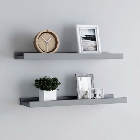 Bilderleisten 2 Stk. Grau 60x9x3 cm MDF vidaXL