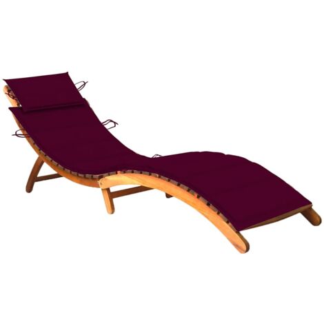 vidaXL Garden Sun Lounger with Cushion Solid Acacia Wood